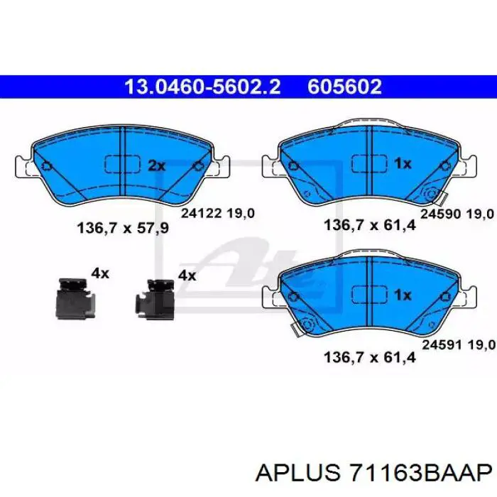 71163BAAP Aplus Передні гальмівні колодки