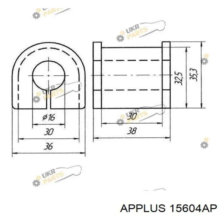 Втулка стабілізатора заднього Aplus 15604AP ціна, від 1.89 USD