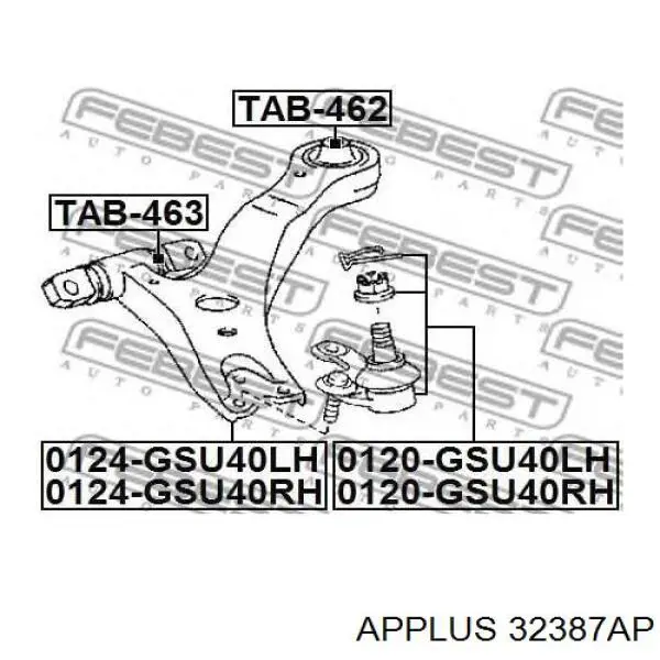 Сайлентблок нижнього важеля передньої підвіски Aplus 32387AP ціна, від 8.46 USD