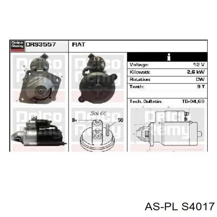 Стартер As-pl S4017 ціна, від 163.55 USD