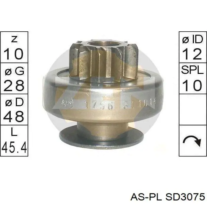 Купити SD3079 As-pl Бендикс стартера