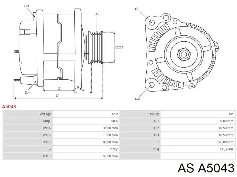 Генератор A5043 AS/Auto Storm