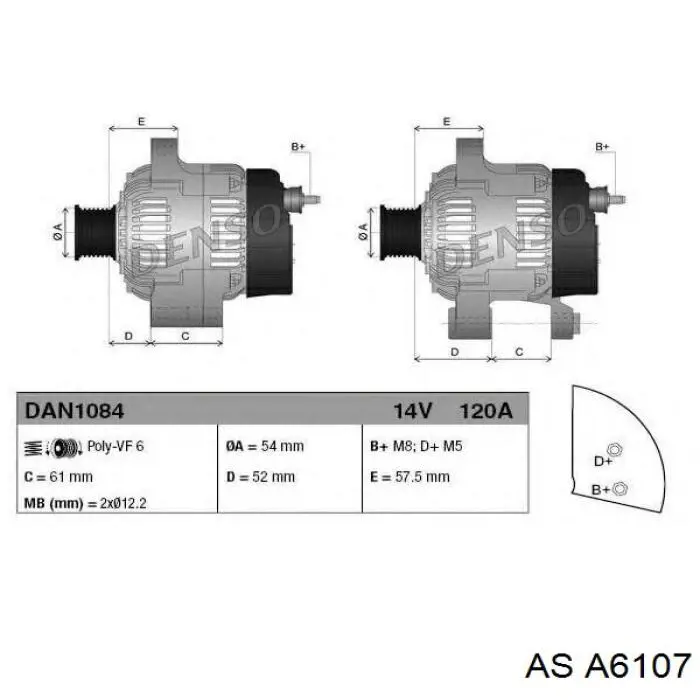 Генератор A6107 AS/Auto Storm