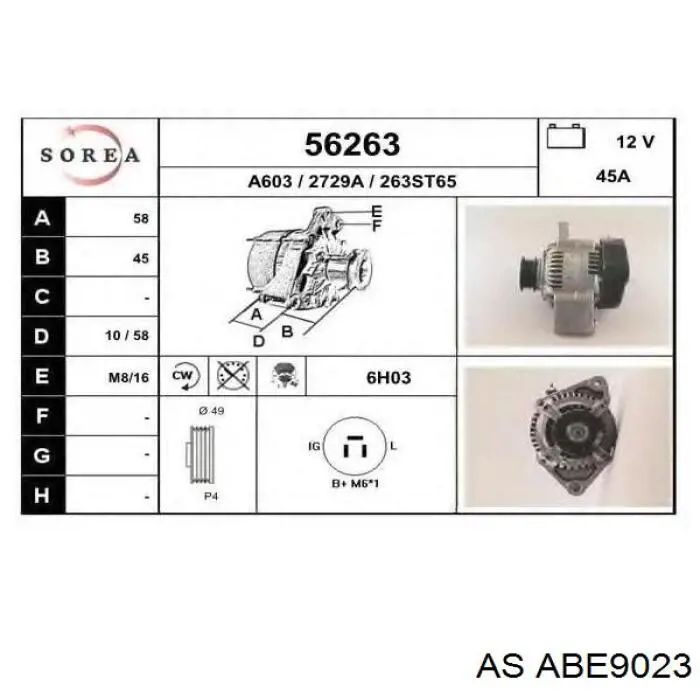 ABE9023 AS/Auto Storm підшипник генератора