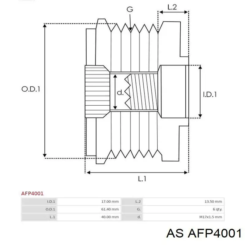 Шків генератора AFP4001 AS/Auto Storm