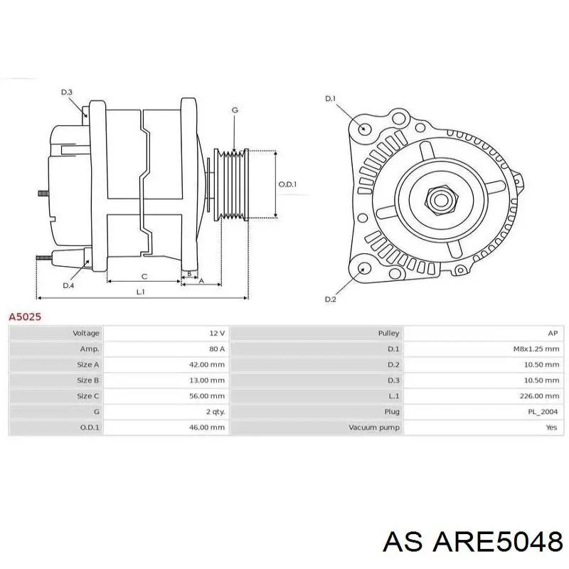 ARE5048 As-pl реле-регулятор генератора, (реле зарядки)
