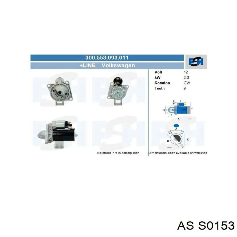 Купити S0153 AS/Auto Storm Стартер