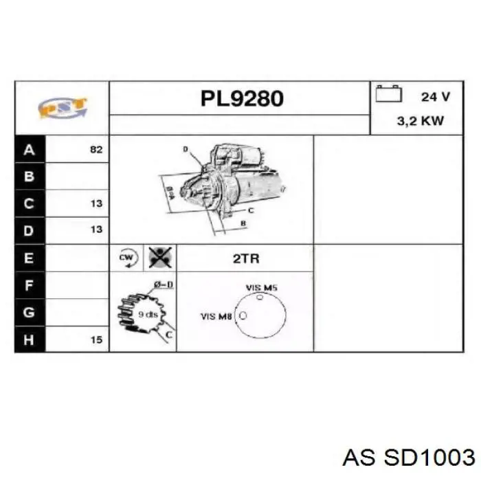 SD1003 AS/Auto Storm Привід стартера бендикс