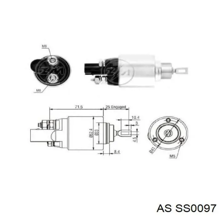 Втягуюче реле стартера SS0097 AS/Auto Storm