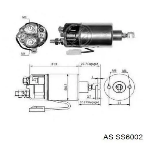 Купити SS6002 AS/Auto Storm Втягуюче реле стартера