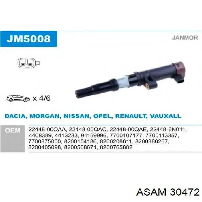 Котушка запалювання Asam 30472 ціна, від 16.49 USD