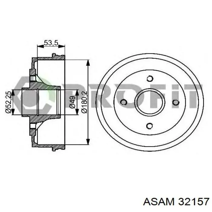 Барабан гальмівний задній Asam 32157 ціна, від 27.65 USD
