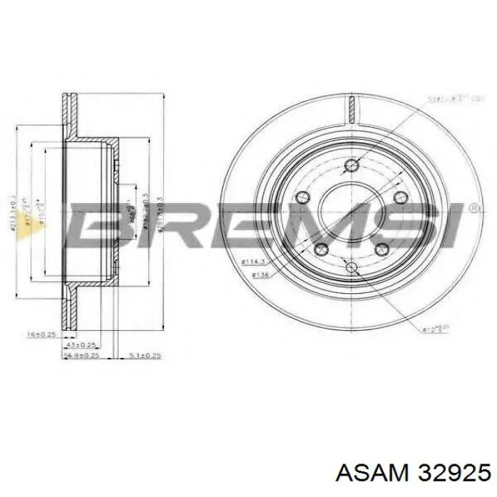 Купити 32925 Asam Диск заднього гальма