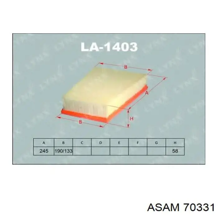 Фільтр повітряний Asam 70331