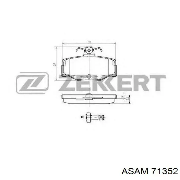 Задні гальмівні колодки Asam 71352 ціна, від 13.53 USD