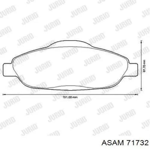 Колодки гальмівні передні, дискові 71732 Asam