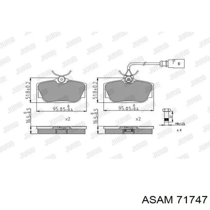 Задні гальмівні колодки Asam 71747 ціна, від 15.47 USD