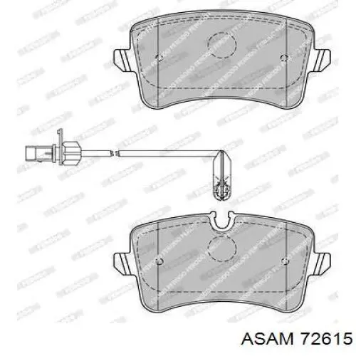 Задні гальмівні колодки 72615 Asam