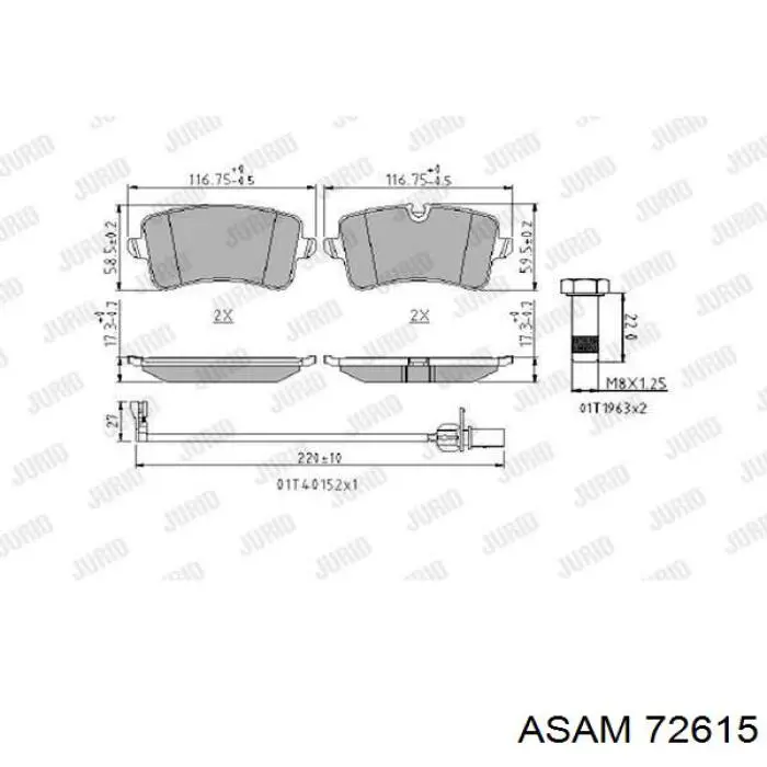 Задні гальмівні колодки Asam 72615 ціна, від 16.88 USD