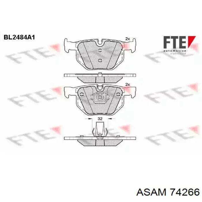 Задні гальмівні колодки Asam 74266 ціна, від 13.83 USD