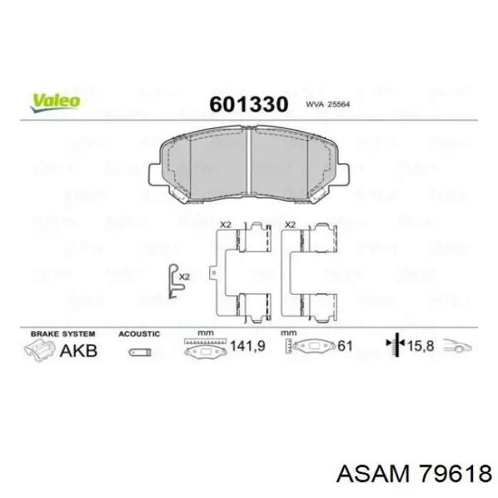 Передні тормозні колодки 79618 Asam