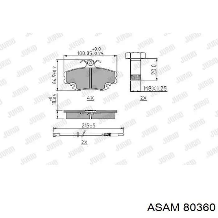 Гальмівні колодки Asam 80360 ціна, від 17.42 USD