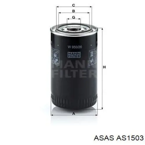 AS1503 Asas фільтр масляний