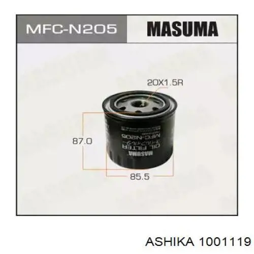 1001119 Ashika Фільтр масла