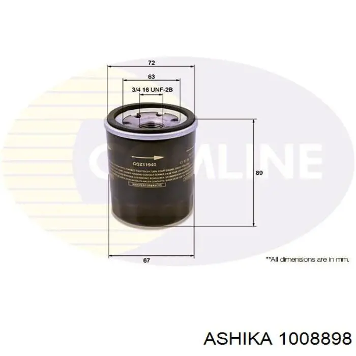 Фільтр масляний Ashika 1008898