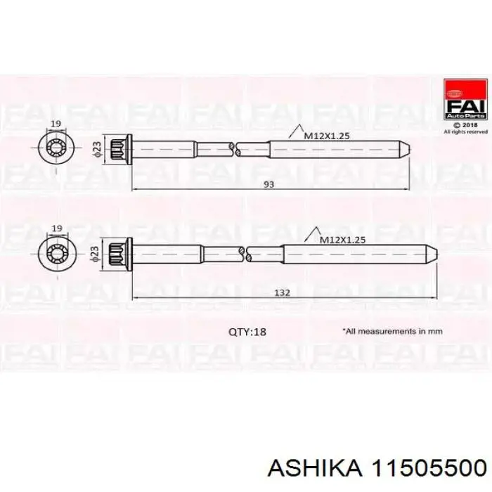 Купити 11505500 Ashika Болт гбц
