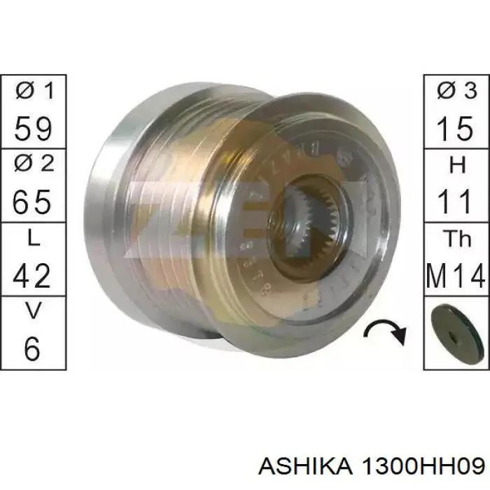 Купити 1300HH09 Ashika Шків генератора