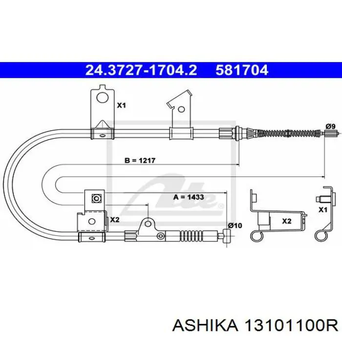 Трос ручника задній правий ABE C71021ABE