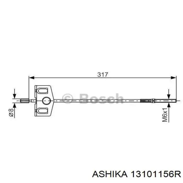 Трос ручника задній правий Ashika 13101156R