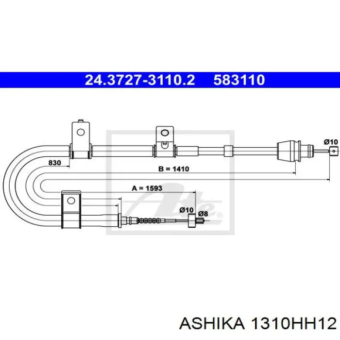 Трос ручника задній лівий Ashika 1310HH12