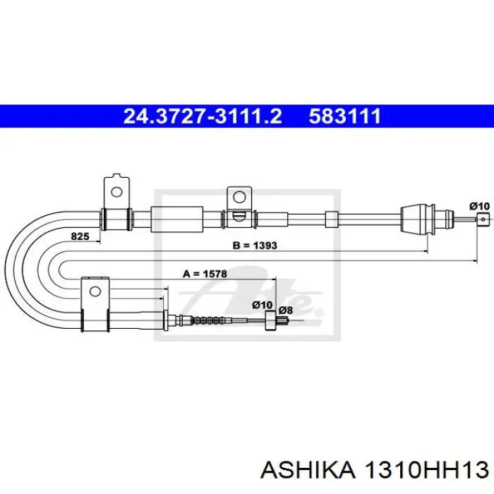 Трос ручника задній правий Ashika 1310HH13