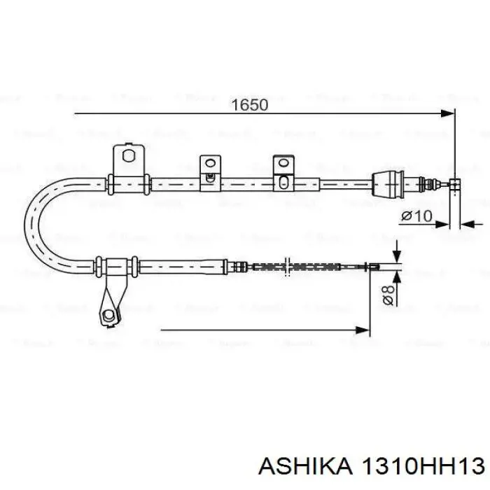 Купити 1310HH13 Ashika Трос ручного гальма задній, правий