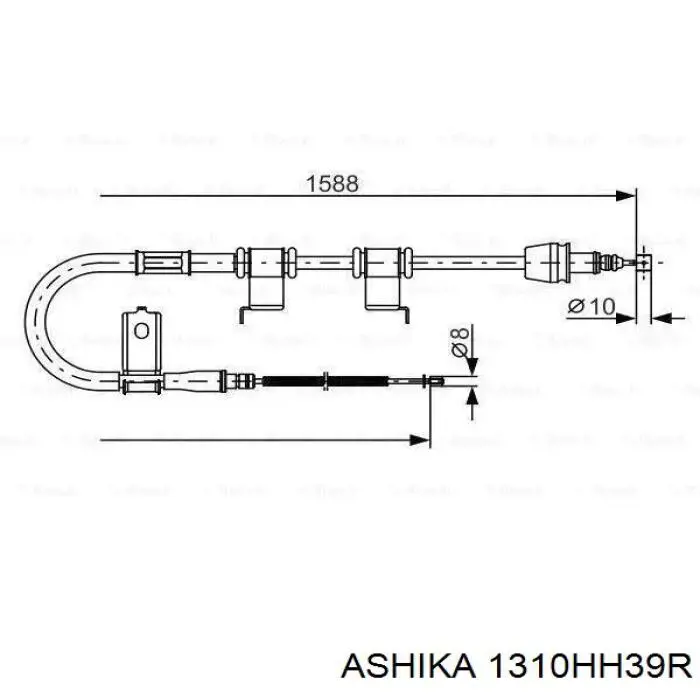 Купити 1310HH39R Ashika Трос ручного гальма задній, правий