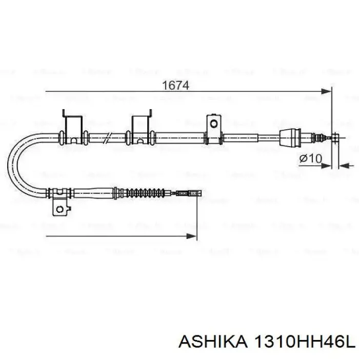 1310HH46L Ashika Трос ручника задній лівий