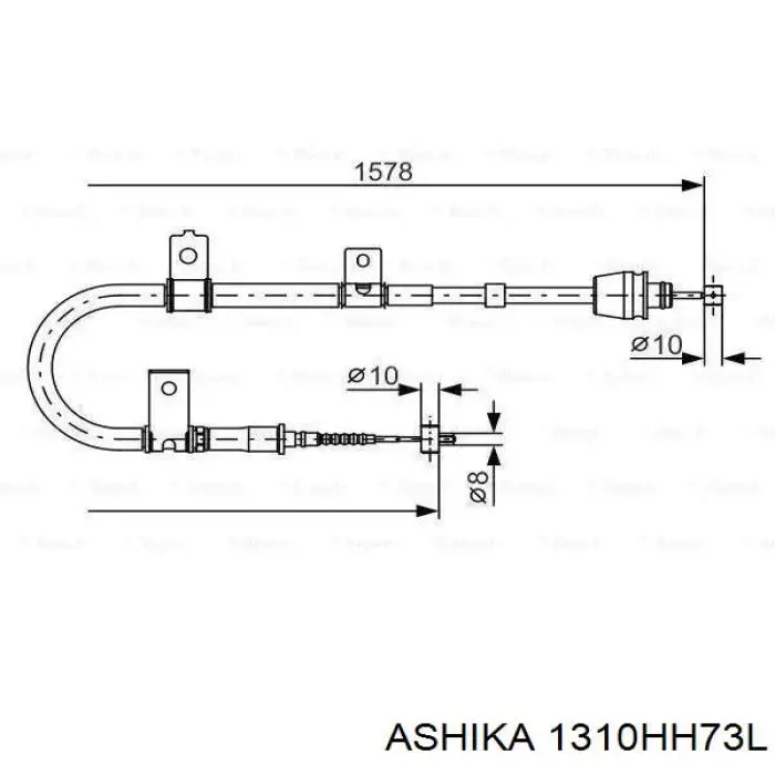 1310HH73L Ashika Трос ручного гальма задній, лівий