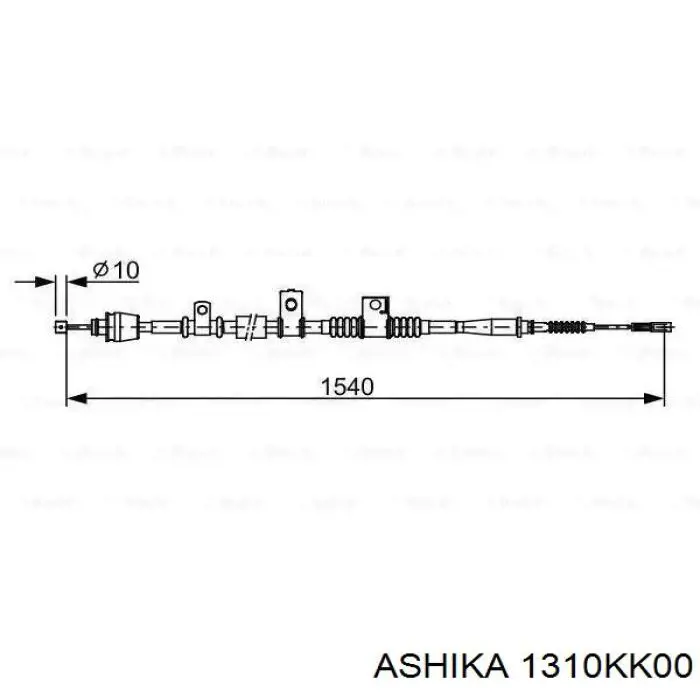 Купити 1310KK00 Ashika Трос ручного гальма задній, лівий