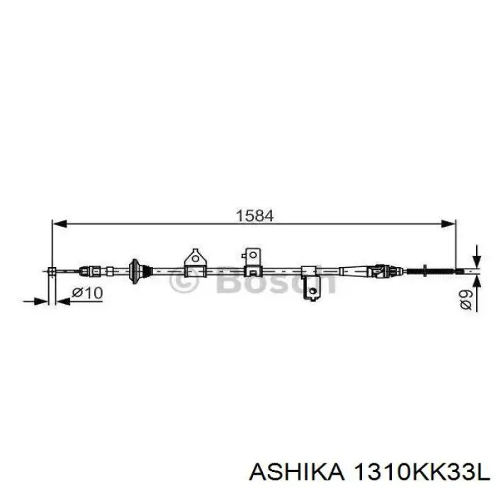 Трос ручного гальма задній, лівий Ashika 1310KK33L