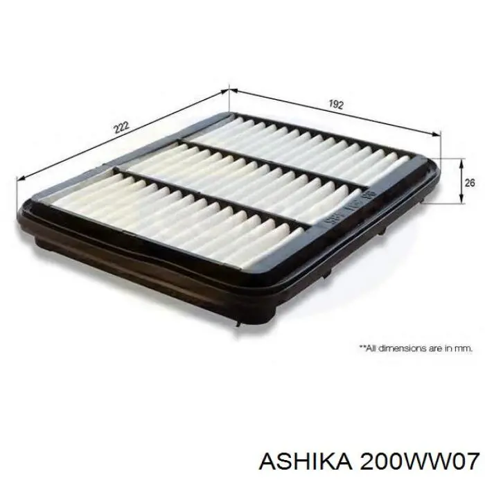 Повітряний фільтр 200WW07 Ashika