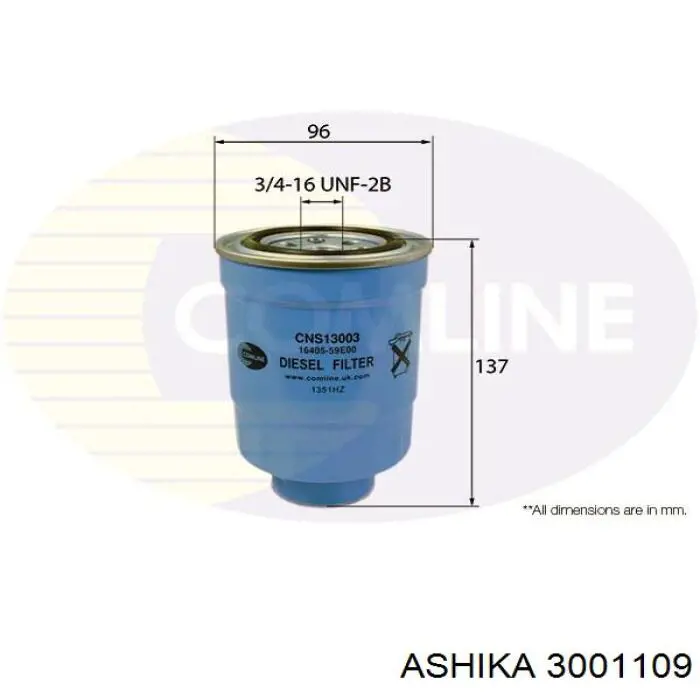 3001109 Ashika Фільтр палива