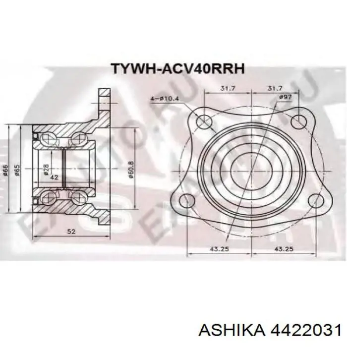Підшипник маточини задньої Ashika 4422031 ціна, від 30.59 USD