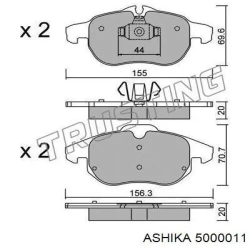 Гальмівні колодки Ashika 5000011 ціна, від 19.38 USD