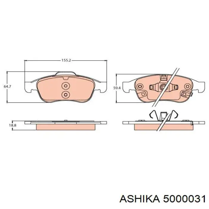 Передні тормозні колодки 5000031 Ashika