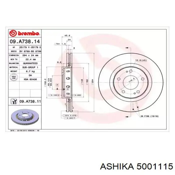 Тормозні колодки Ashika 5001115