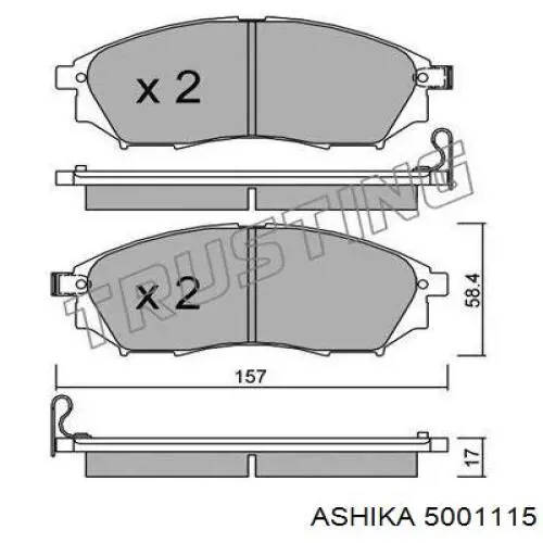 Гальмівні колодки Ashika 5001115 ціна, від 30.60 USD