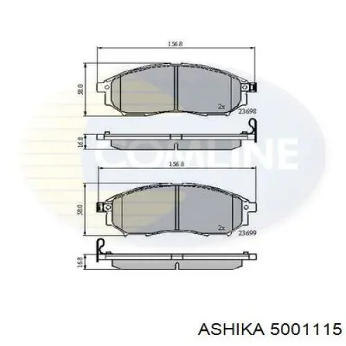 Купити 5001115 Ashika Колодки гальмівні передні, дискові