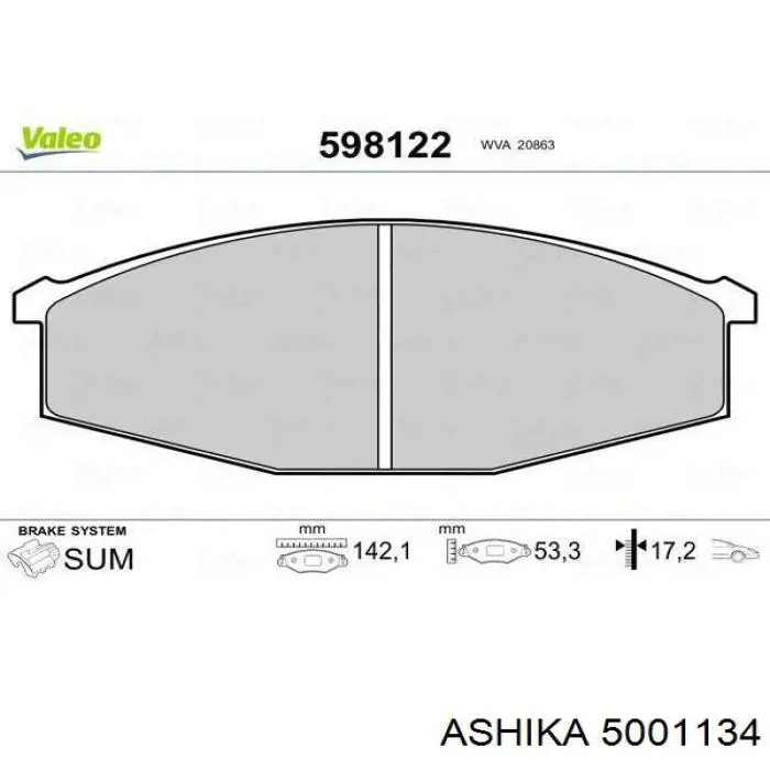 Тормозні колодки Ashika 5001134